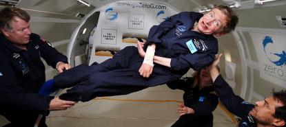 Physicist Stephen Hawking in zero gravity NASA